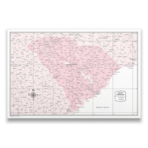 South Carolina Map Poster - Pink Color Splash
