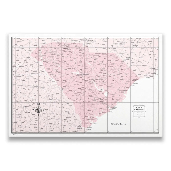 South Carolina Map Poster - Pink Color Splash CM Poster