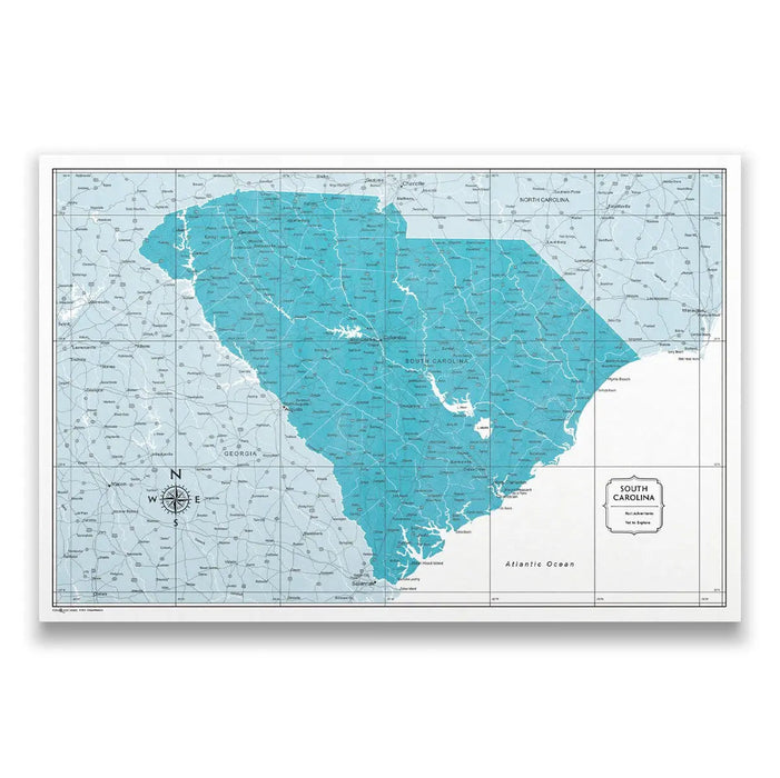 South Carolina Map Poster - Teal Color Splash CM Poster