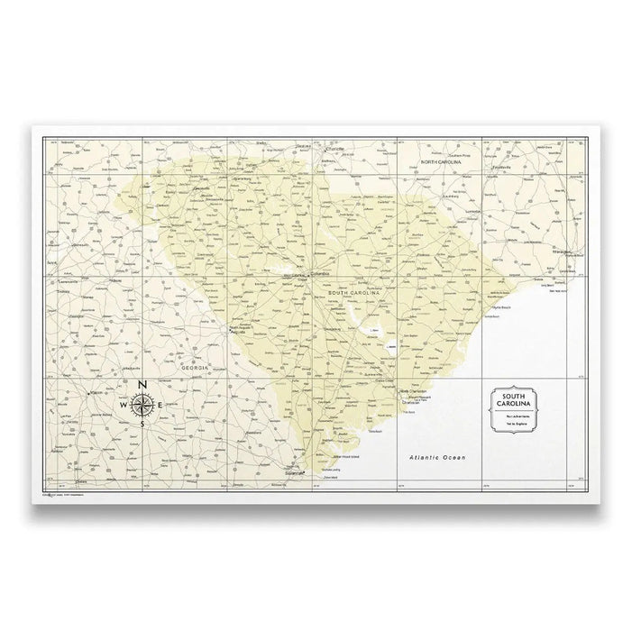 Push Pin South Carolina Map (Pin Board) - Yellow Color Splash CM Pin Board