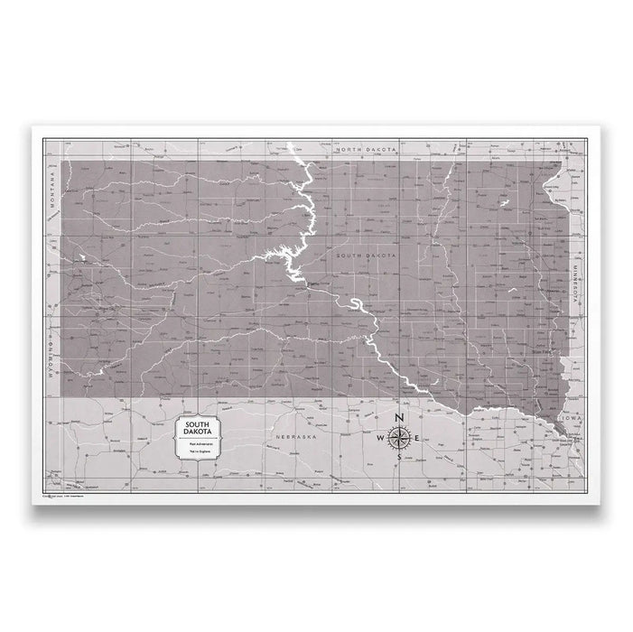 Push Pin South Dakota Map (Pin Board) - Dark Brown Color Splash CM Pin Board