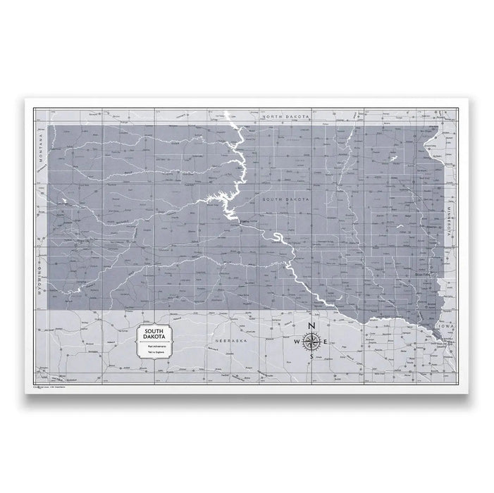 Push Pin South Dakota Map (Pin Board) - Dark Gray Color Splash CM Pin Board