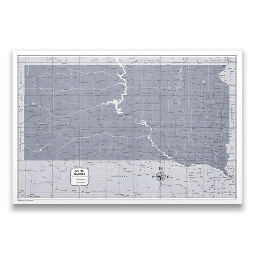 South Dakota Map Poster - Dark Gray Color Splash CM Poster