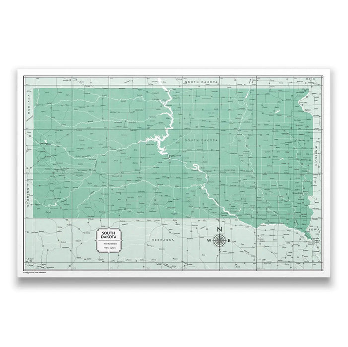 Push Pin South Dakota Map (Pin Board) - Green Color Splash CM Pin Board