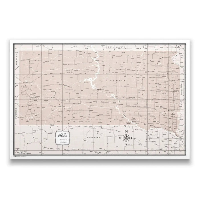 Push Pin South Dakota Map (Pin Board) - Light Brown Color Splash CM Pin Board