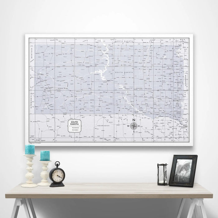 South Dakota Map Poster - Light Gray Color Splash CM Poster