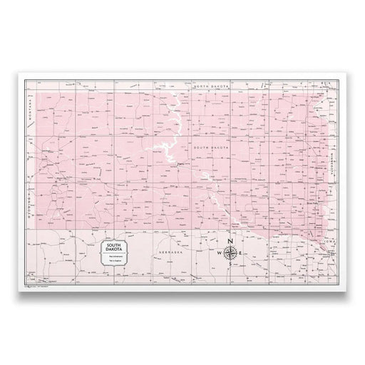 South Dakota Map Poster - Pink Color Splash
