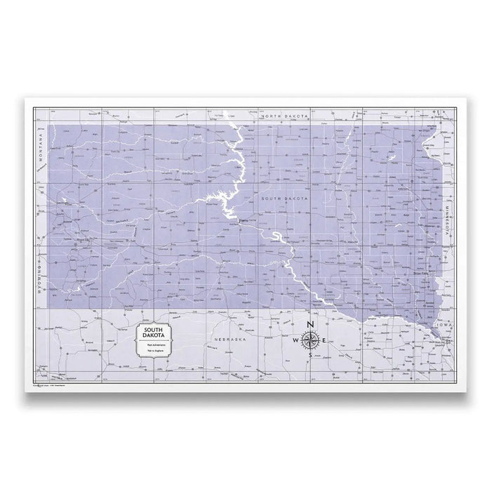 South Dakota Map Poster - Purple Color Splash CM Poster