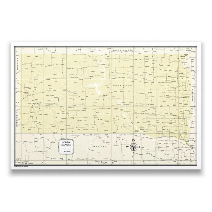 Push Pin South Dakota Map (Pin Board) - Yellow Color Splash CM Pin Board