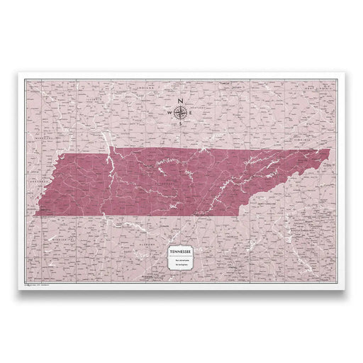 Tennessee Map Poster - Burgundy Color Splash CM Poster
