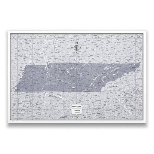 Tennessee Map Poster - Dark Gray Color Splash