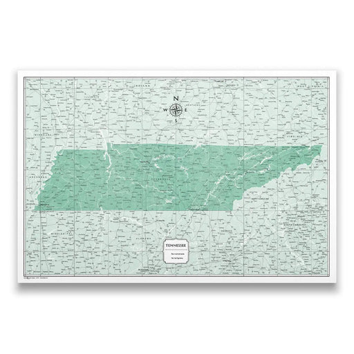 Tennessee Map Poster - Green Color Splash