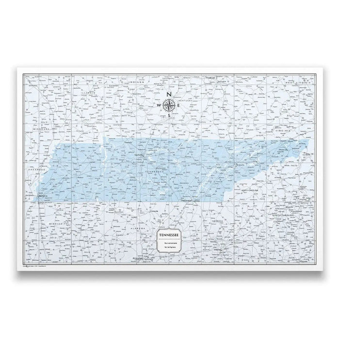 Push Pin Tennessee Map (Pin Board) - Light Blue Color Splash CM Pin Board