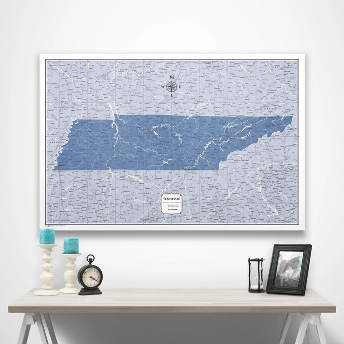 Tennessee Map Poster - Navy Color Splash CM Poster