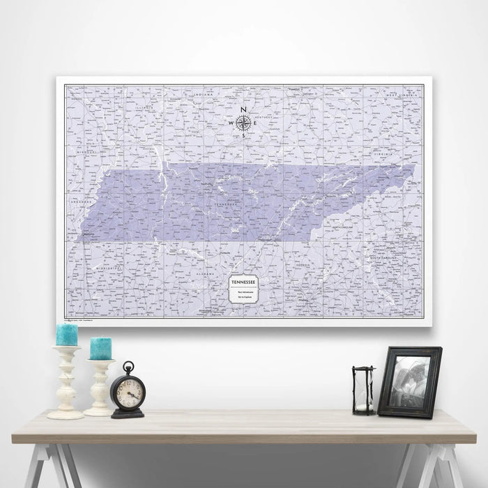 Tennessee Map Poster - Purple Color Splash CM Poster