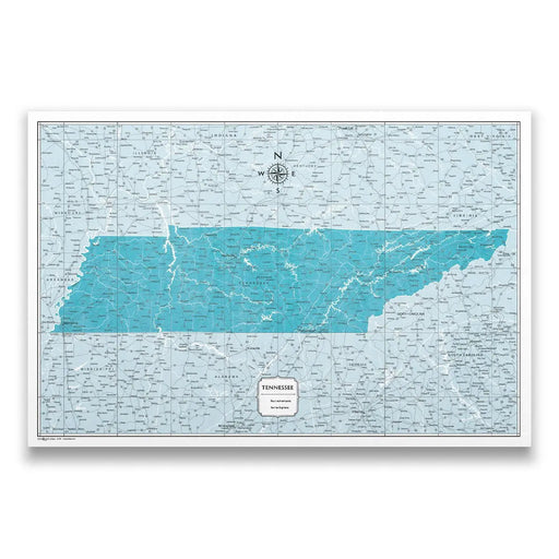 Tennessee Map Poster - Teal Color Splash
