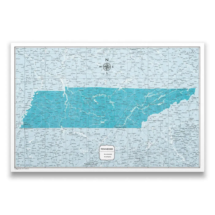 Push Pin Tennessee Map (Pin Board) - Teal Color Splash CM Pin Board