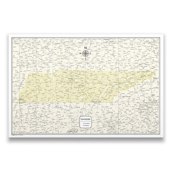 Tennessee Map Poster - Yellow Color Splash CM Poster