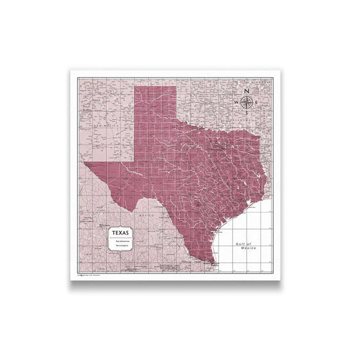 Push Pin Texas Map (Pin Board) - Burgundy Color Splash CM Pin Board