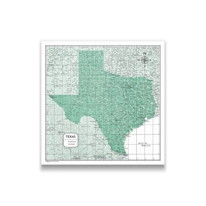 Texas Map Poster - Green Color Splash CM Poster