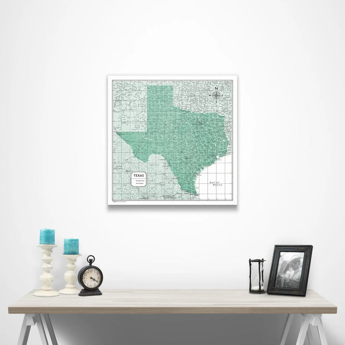 Texas Map Poster - Green Color Splash CM Poster