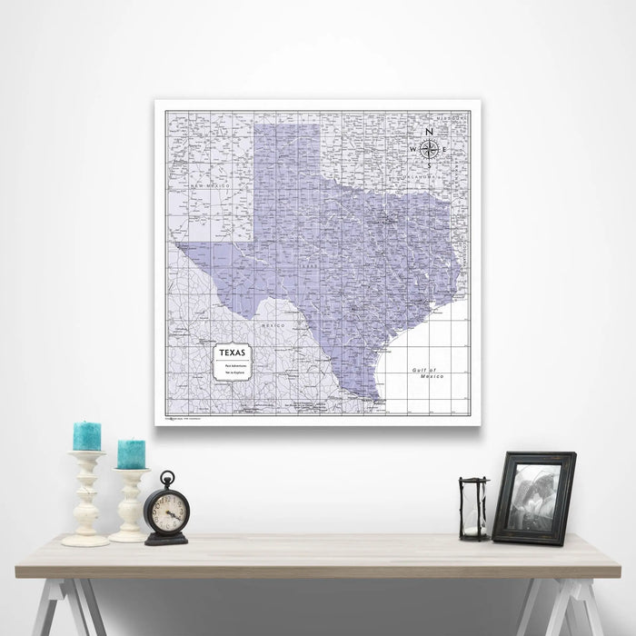 Push Pin Texas Map (Pin Board/Poster) - Purple Color Splash CM Pin Board