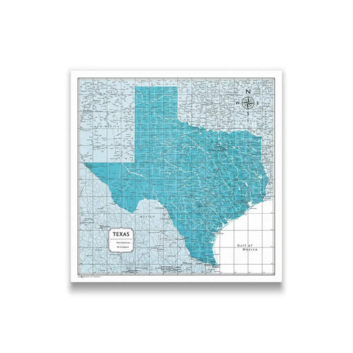Texas Map Poster - Teal Color Splash
