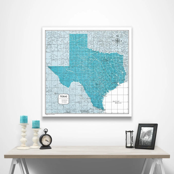Texas Map Poster - Teal Color Splash CM Poster