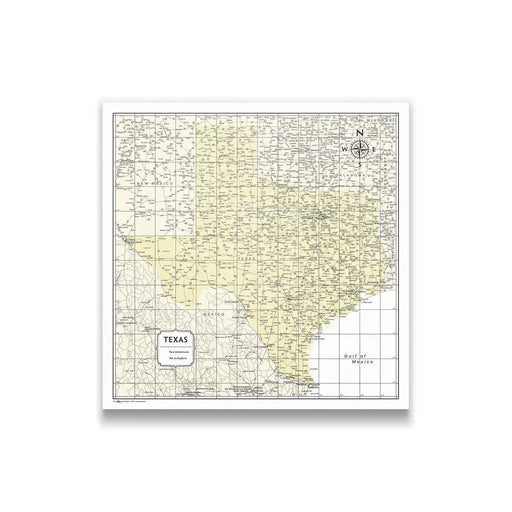 Texas Map Poster - Yellow Color Splash