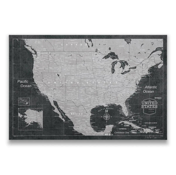 Push Pin USA Map (Pin Board) - Modern Slate CM Pin Board
