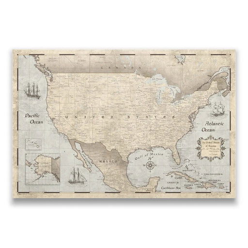 USA Map Poster - Rustic Vintage