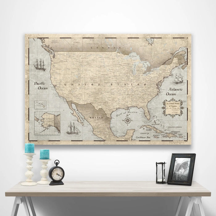 USA Map Poster - Rustic Vintage CM Poster