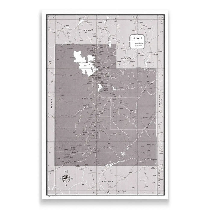 Push Pin Utah Map (Pin Board) - Dark Brown Color Splash CM Pin Board