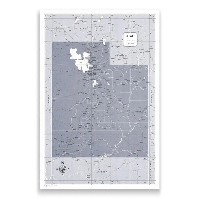 Utah Map Poster - Dark Gray Color Splash CM Poster