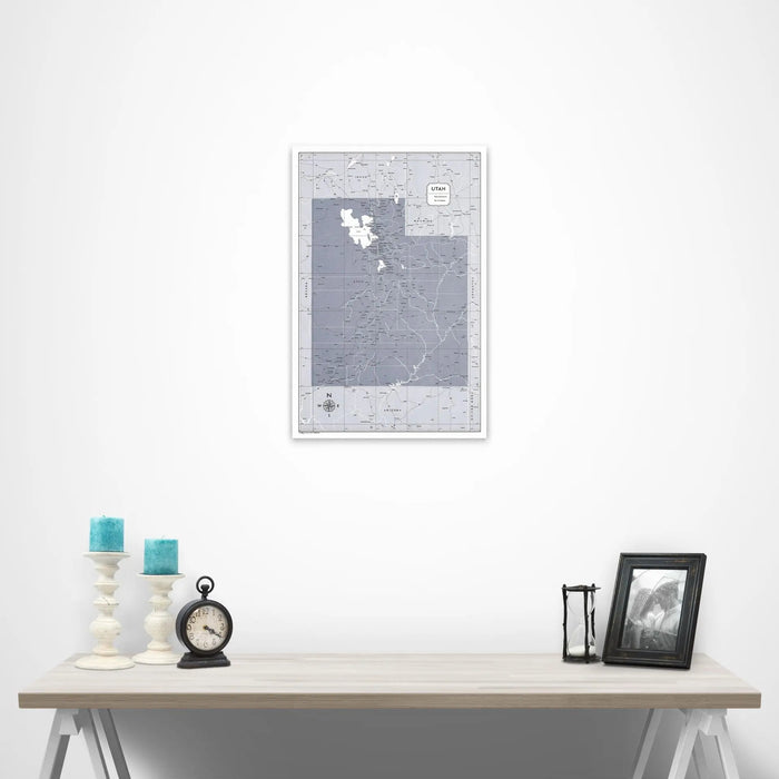 Utah Map Poster - Dark Gray Color Splash CM Poster
