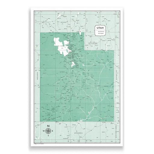 Utah Map Poster - Green Color Splash