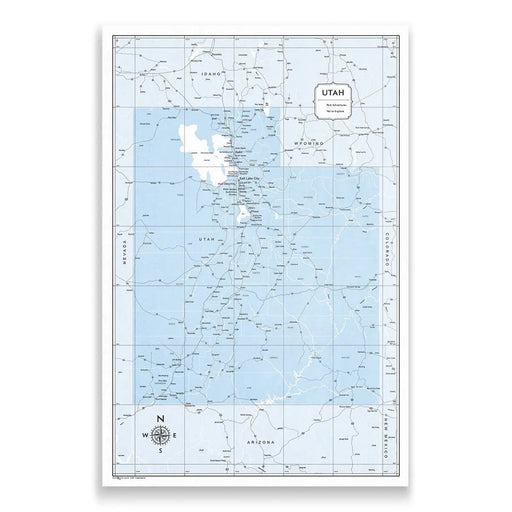 Utah Map Poster - Light Blue Color Splash