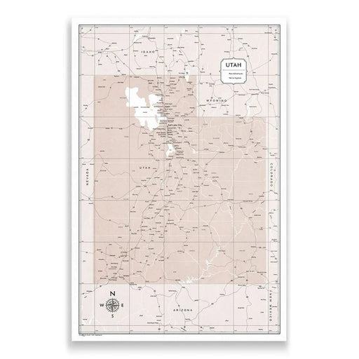 Utah Map Poster - Light Brown Color Splash