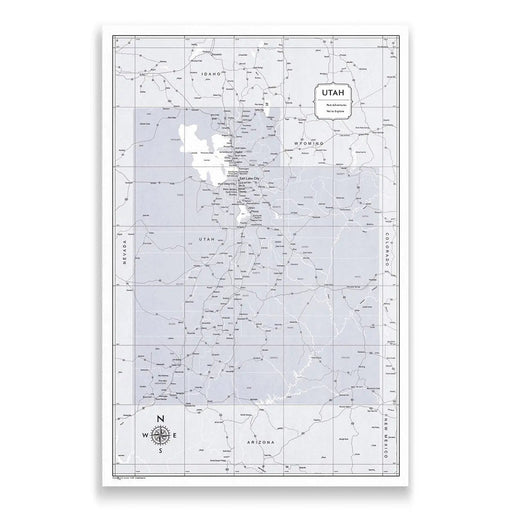 Utah Map Poster - Light Gray Color Splash