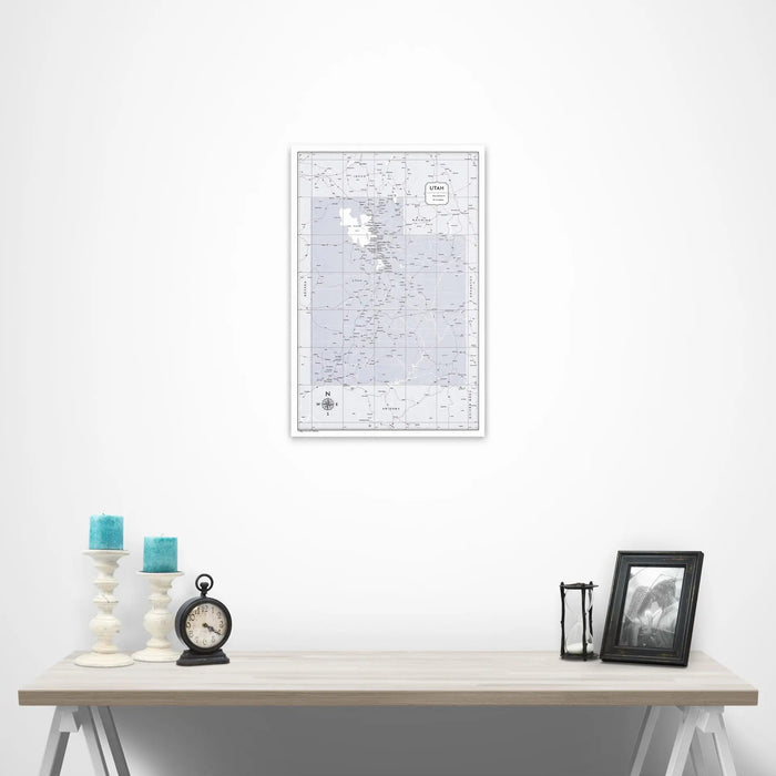 Utah Map Poster - Light Gray Color Splash CM Poster