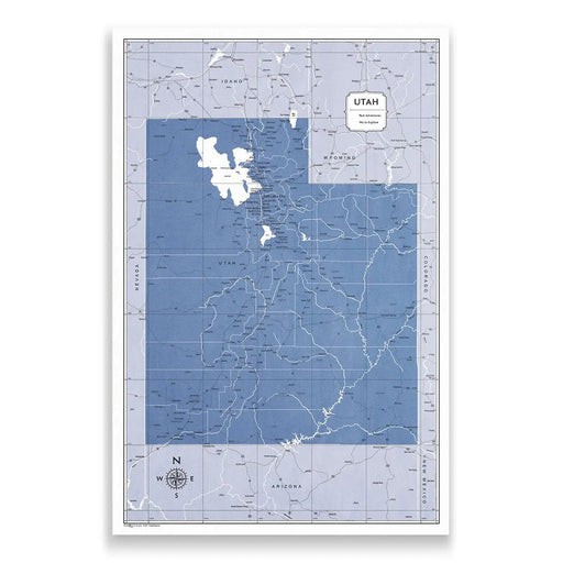 Utah Map Poster - Navy Color Splash