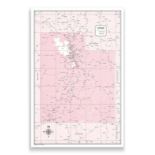 Utah Map Poster - Pink Color Splash