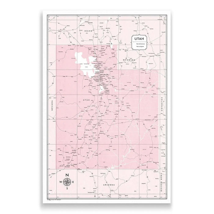 Utah Map Poster - Pink Color Splash CM Poster