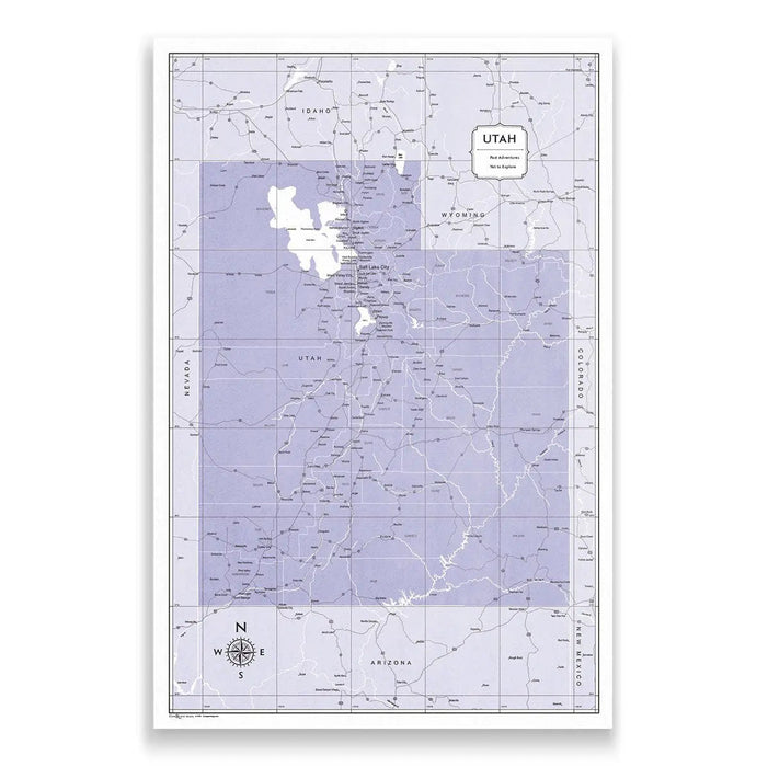 Push Pin Utah Map (Pin Board) - Purple Color Splash CM Pin Board