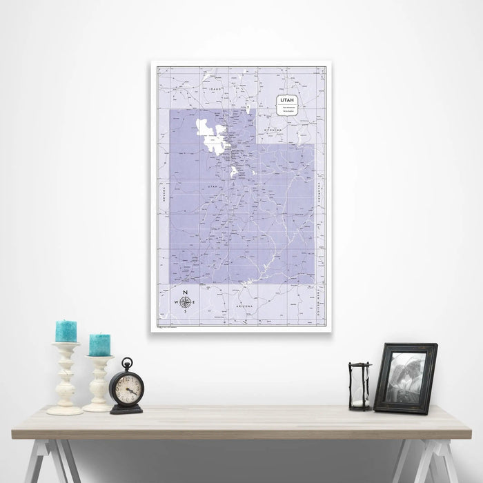 Utah Map Poster - Purple Color Splash CM Poster