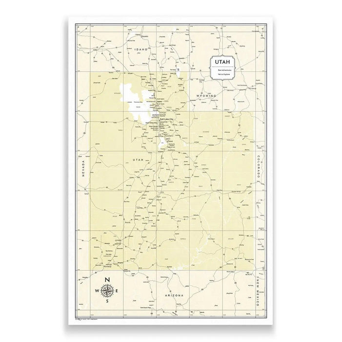 Push Pin Utah Map (Pin Board) - Yellow Color Splash CM Pin Board