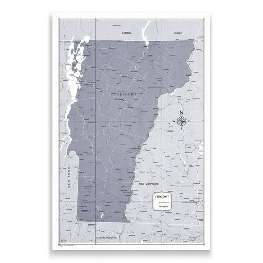 Vermont Map Poster - Dark Gray Color Splash