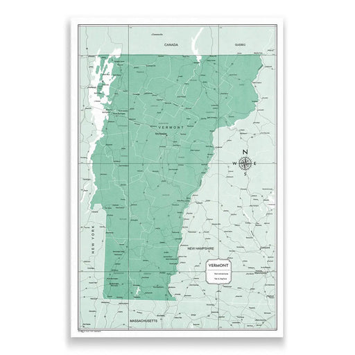 Vermont Map Poster - Green Color Splash