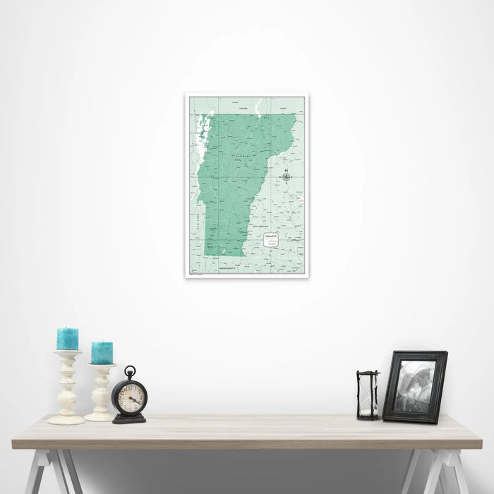 Vermont Map Poster - Green Color Splash CM Poster