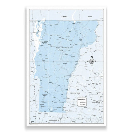 Push Pin Vermont Map (Pin Board) - Light Blue Color Splash CM Pin Board